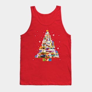 Merry Christmas Books Tree for library Tank Top